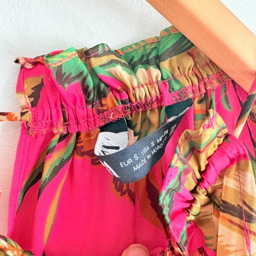 Zara Satin Effect Flowy Leg Jumpsuit Pink Floral Blogger Fav Size Small - Picture 6 of 8